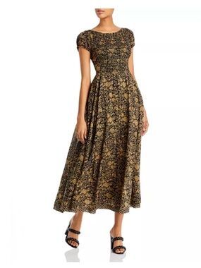 Free People Ultraviolet Floral Print Smocked Dress M